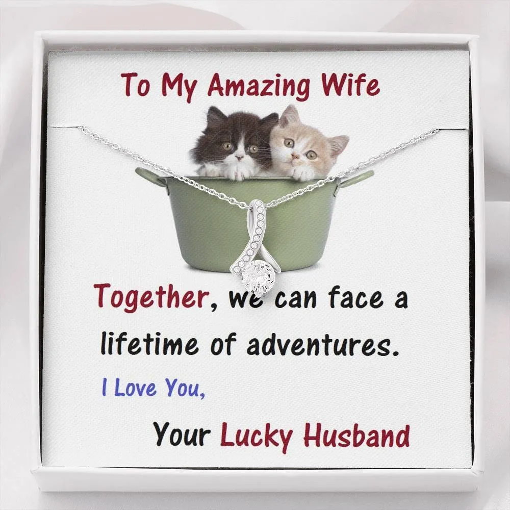 ALLURING BEAUTY Necklace, For Wife | Future Wife | Birthday | Anniversary | Cat Lover | Christmas Gift  | Message Card Jewelry