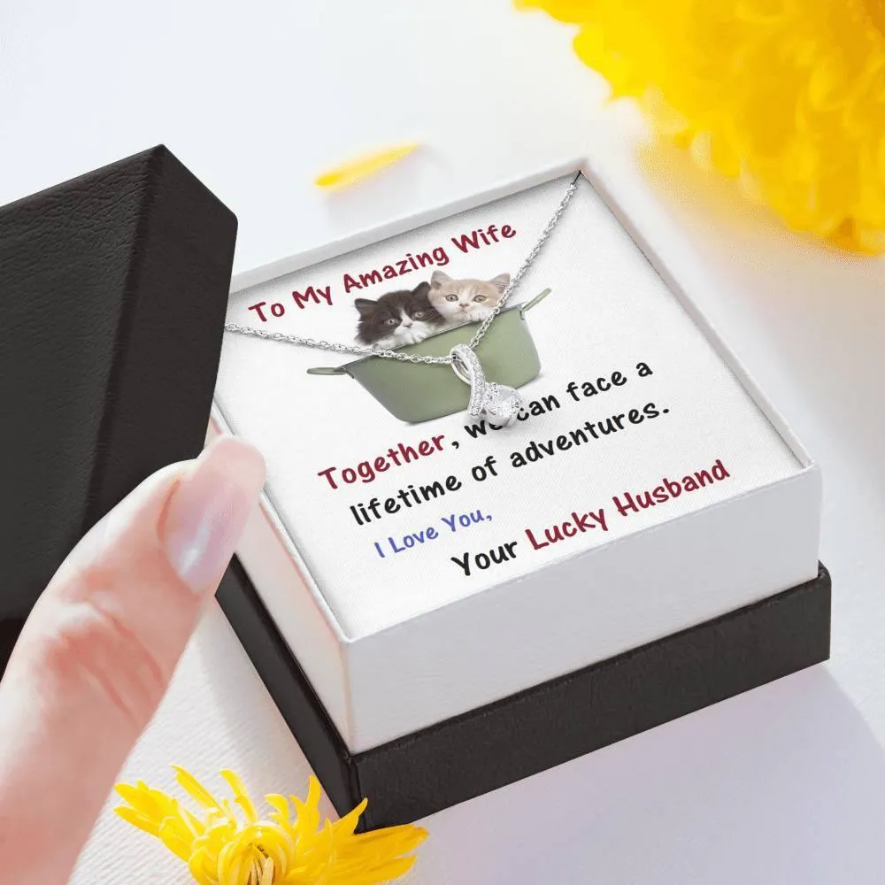 ALLURING BEAUTY Necklace, For Wife | Future Wife | Birthday | Anniversary | Cat Lover | Christmas Gift  | Message Card Jewelry