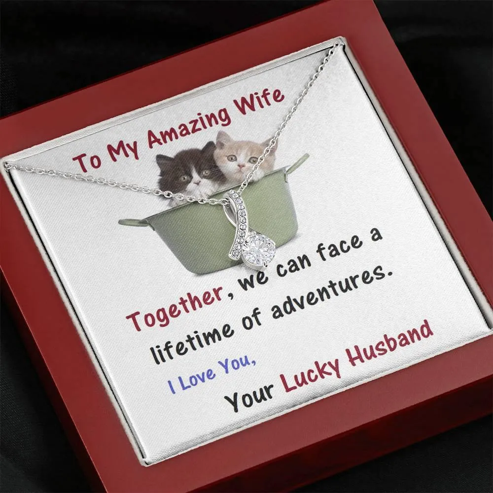 ALLURING BEAUTY Necklace, For Wife | Future Wife | Birthday | Anniversary | Cat Lover | Christmas Gift  | Message Card Jewelry