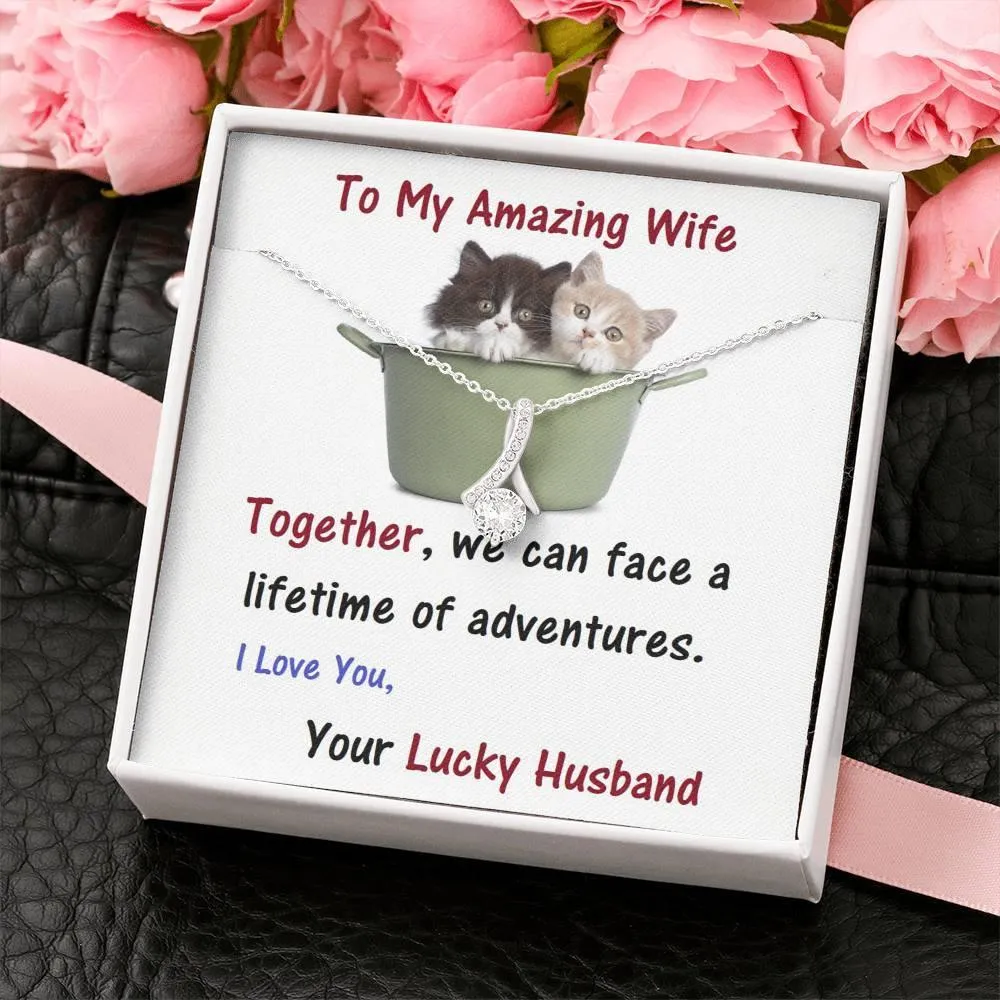 ALLURING BEAUTY Necklace, For Wife | Future Wife | Birthday | Anniversary | Cat Lover | Christmas Gift  | Message Card Jewelry