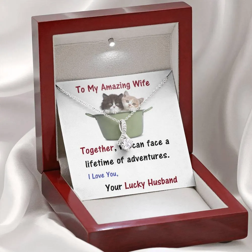 ALLURING BEAUTY Necklace, For Wife | Future Wife | Birthday | Anniversary | Cat Lover | Christmas Gift  | Message Card Jewelry