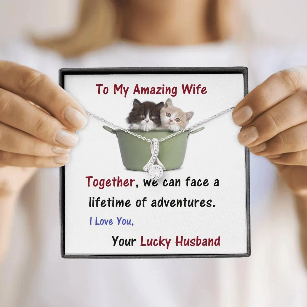 ALLURING BEAUTY Necklace, For Wife | Future Wife | Birthday | Anniversary | Cat Lover | Christmas Gift  | Message Card Jewelry