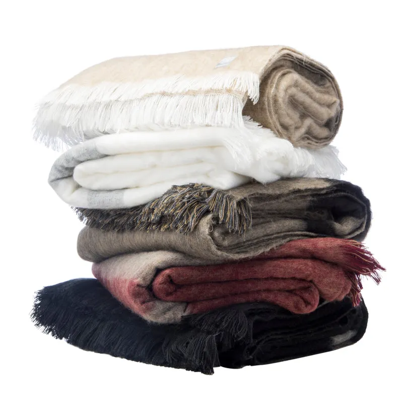 Alpaca Luxe Oversized Blanket in Dove Grey & Ivory