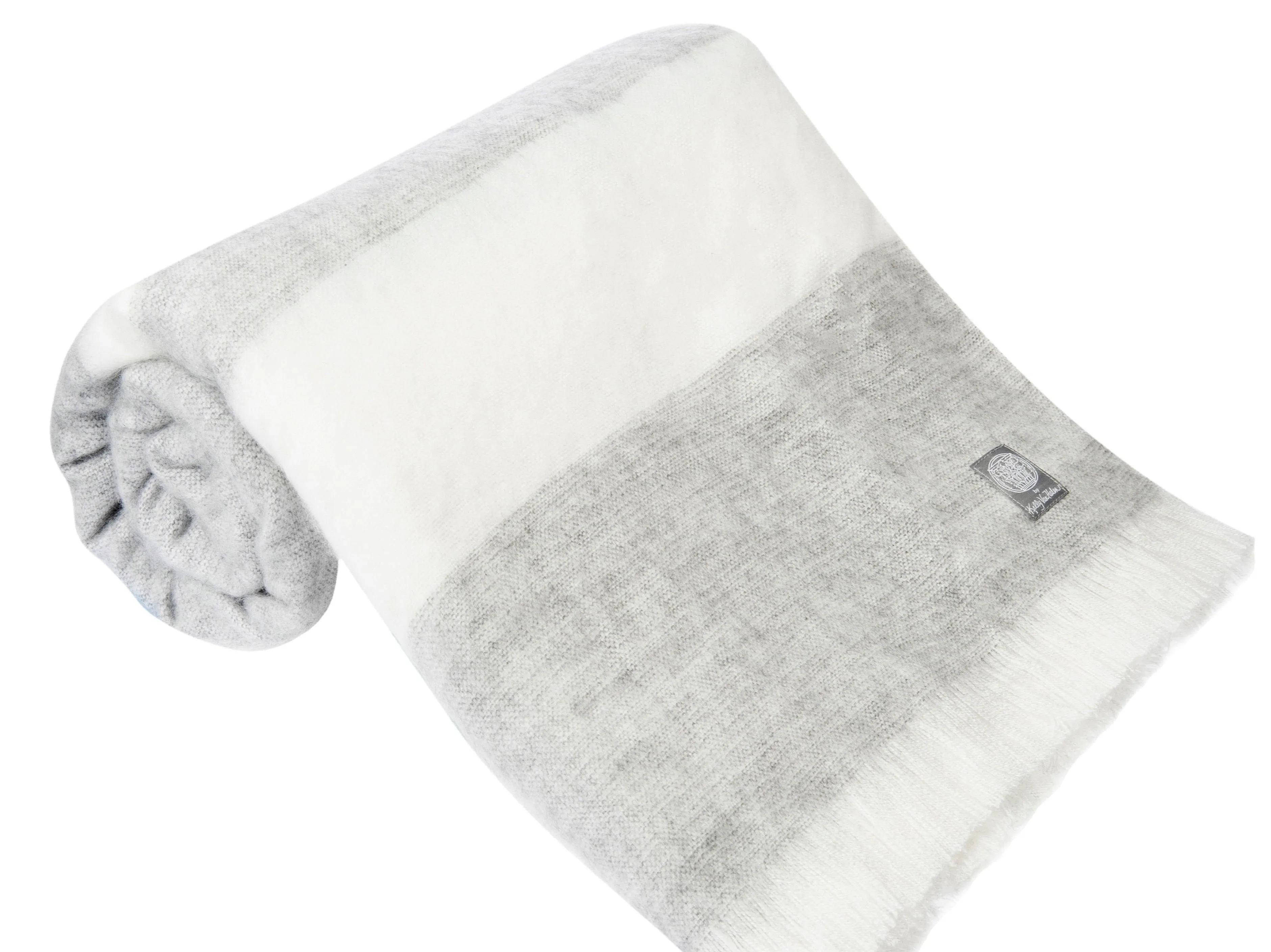 Alpaca Luxe Oversized Blanket in Dove Grey & Ivory