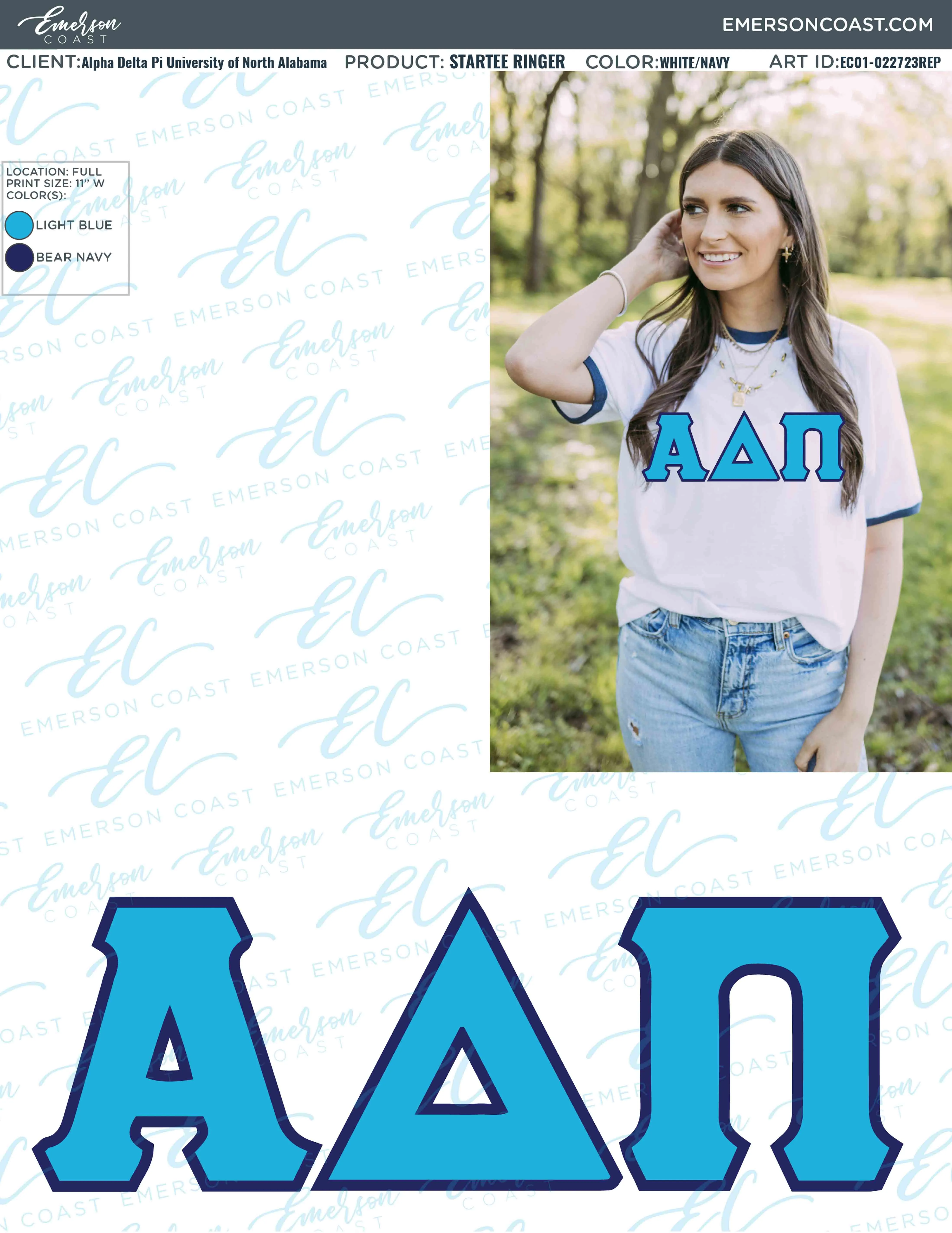 Alpha Delta Pi Recruitment and Bid Day Greek Letter Jersey