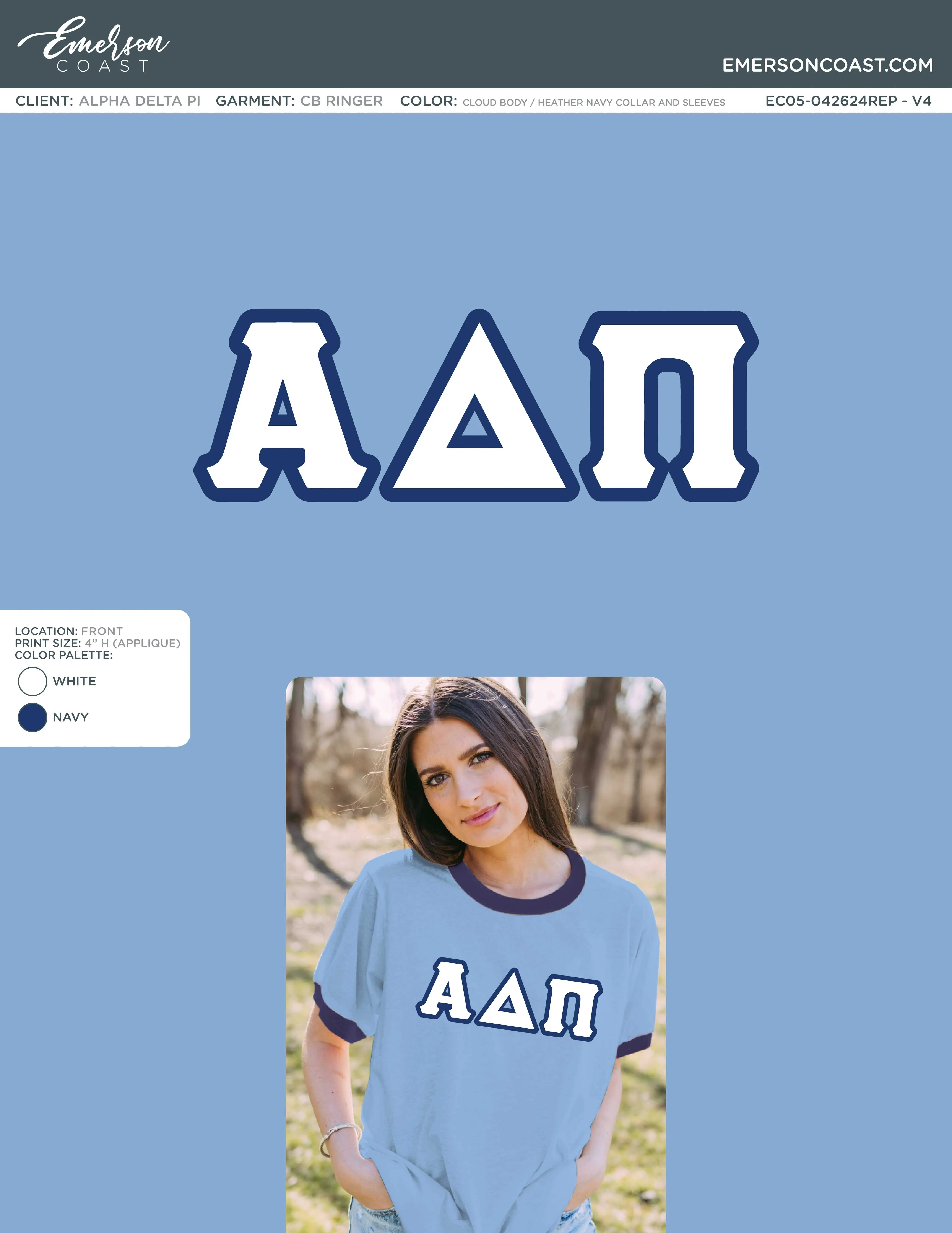 Alpha Delta Pi Recruitment and Bid Day Greek Letter Jersey