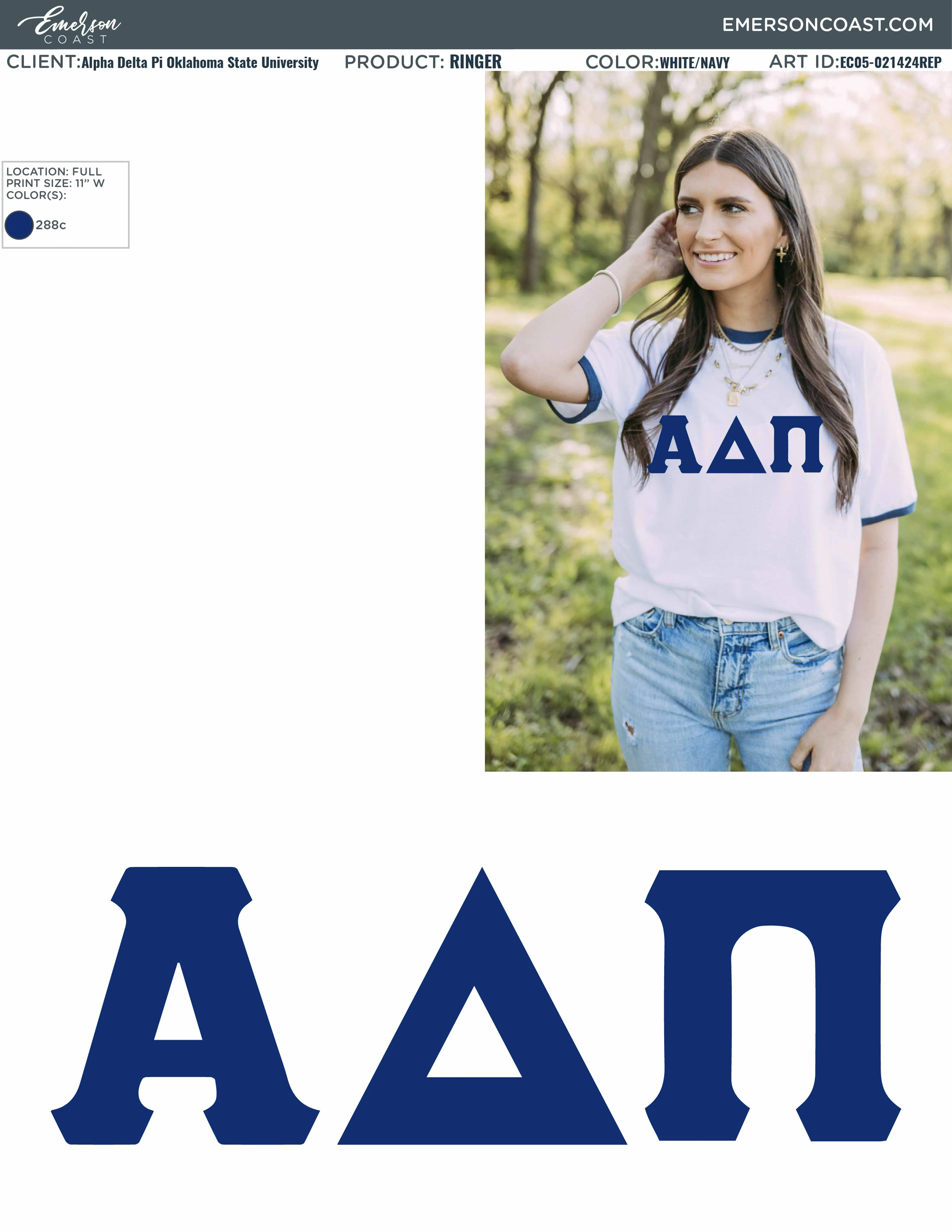 Alpha Delta Pi Recruitment and Bid Day Greek Letter Jersey