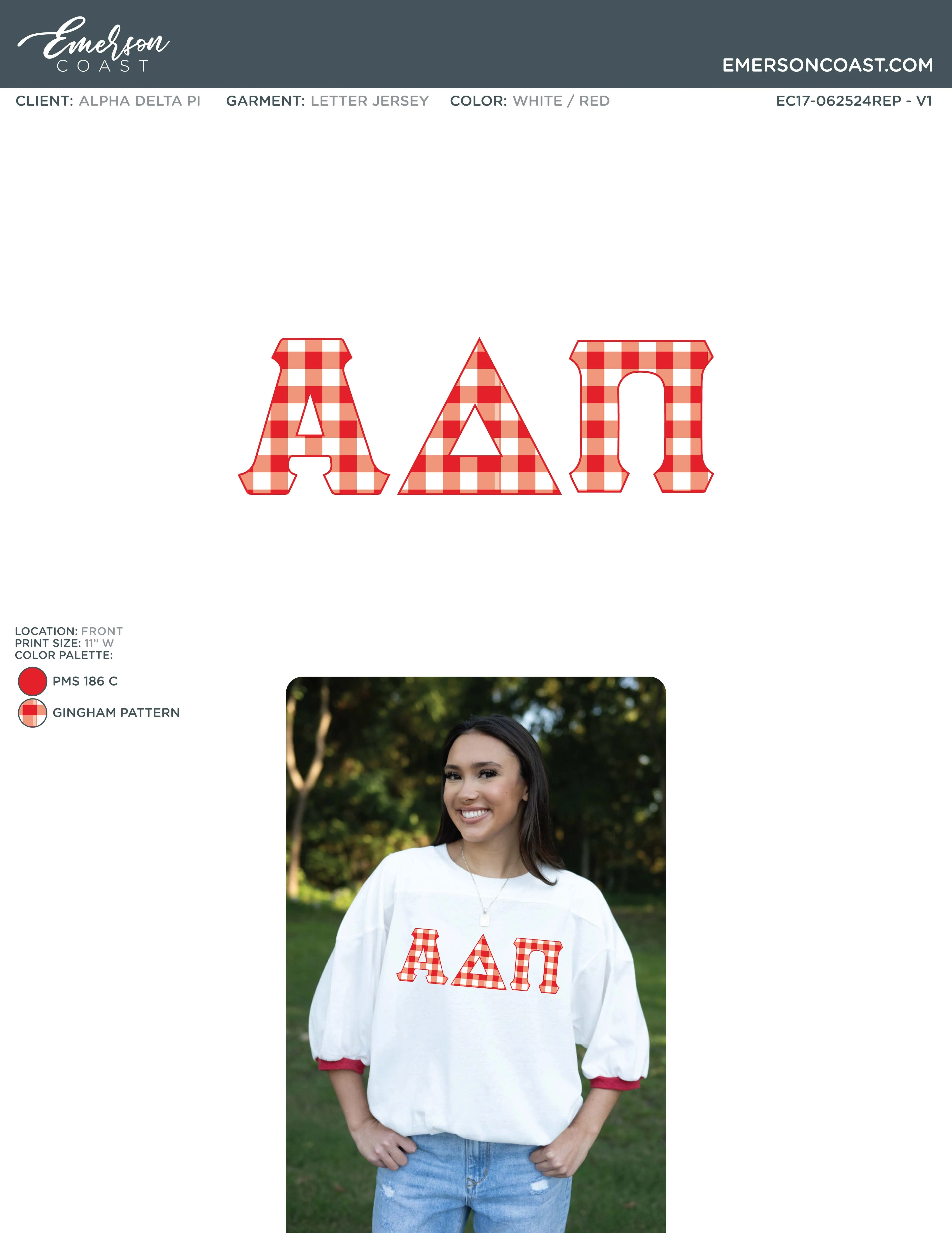 Alpha Delta Pi Recruitment and Bid Day Greek Letter Jersey