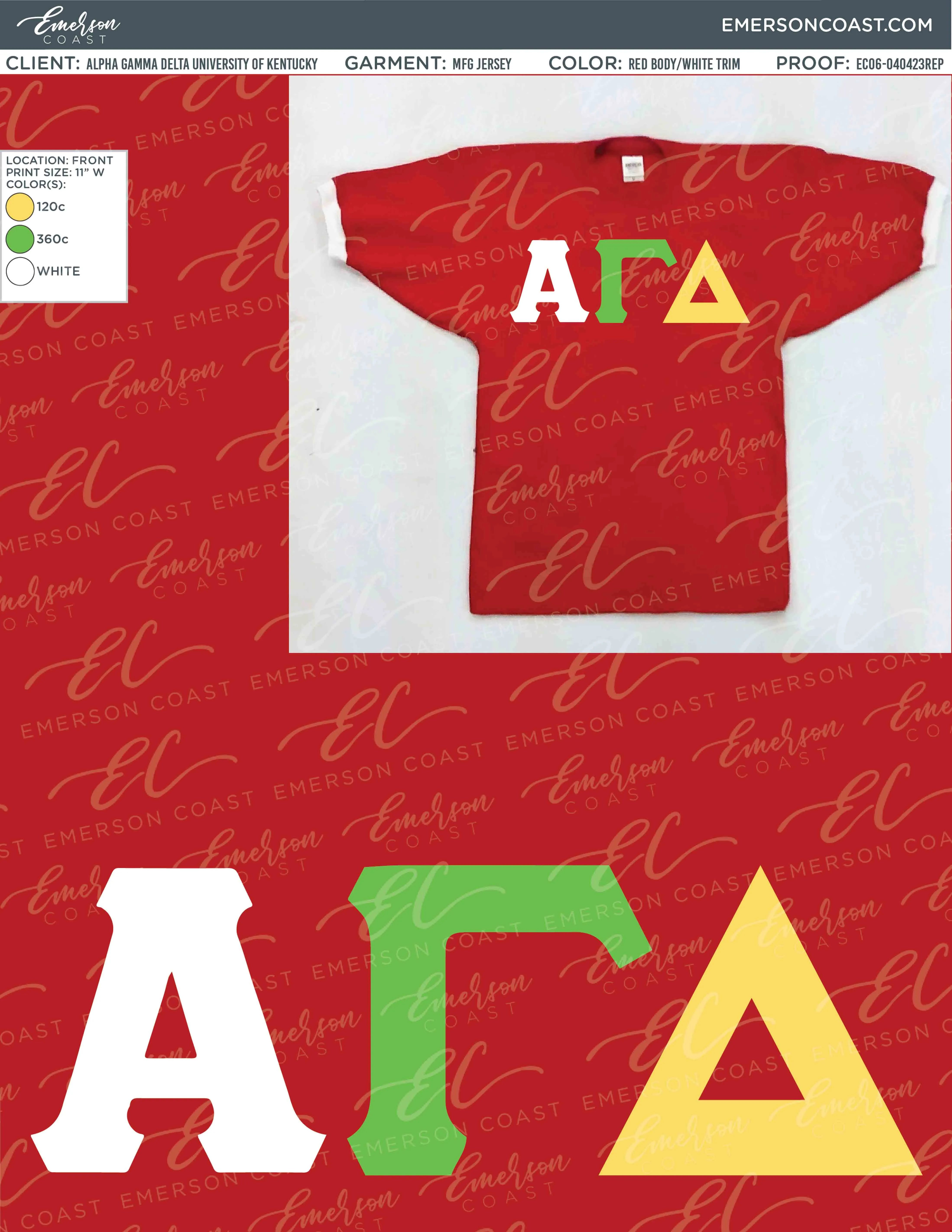 Alpha Gamma Delta Recruitment and Bid Day Greek Letter Jersey