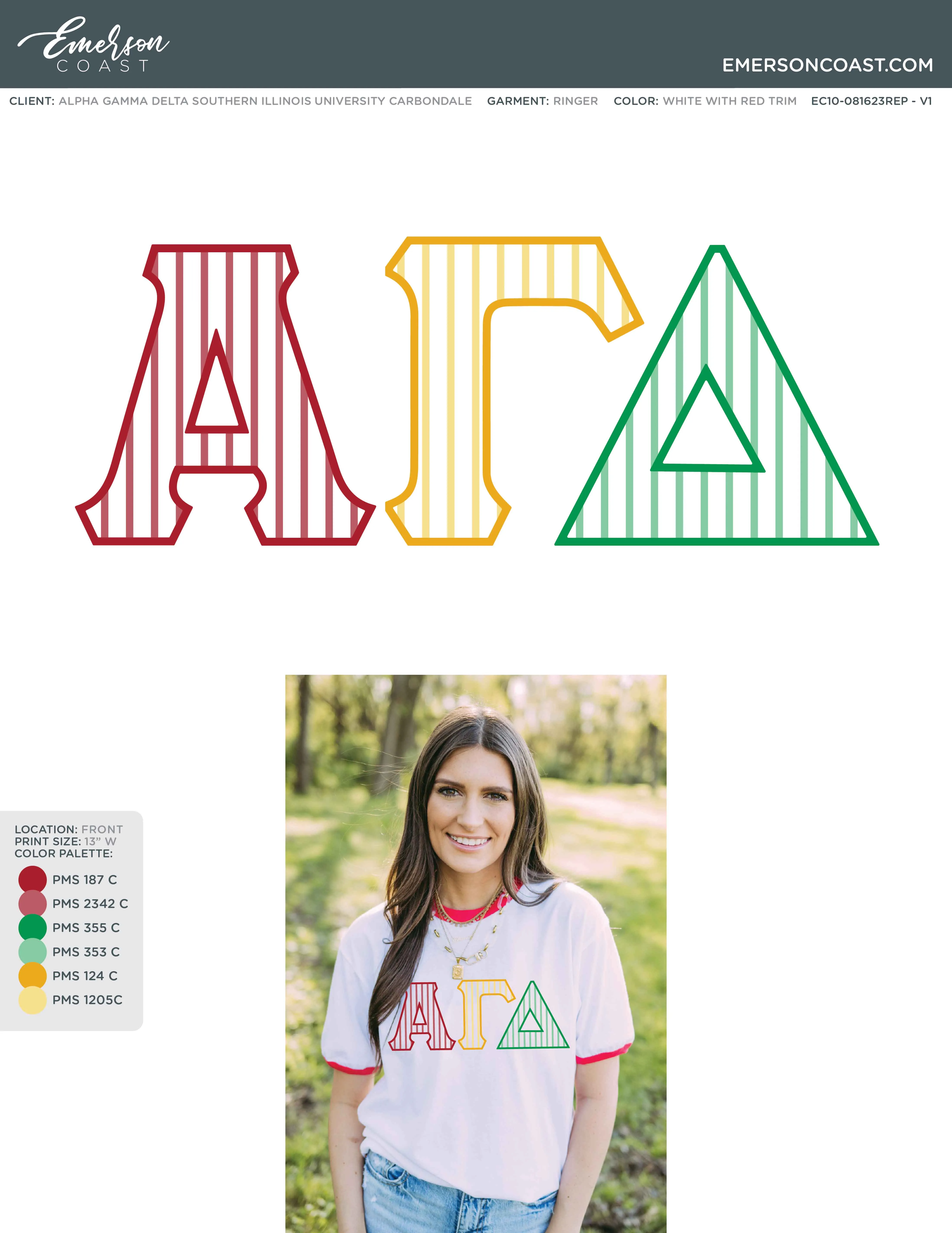 Alpha Gamma Delta Recruitment and Bid Day Greek Letter Jersey