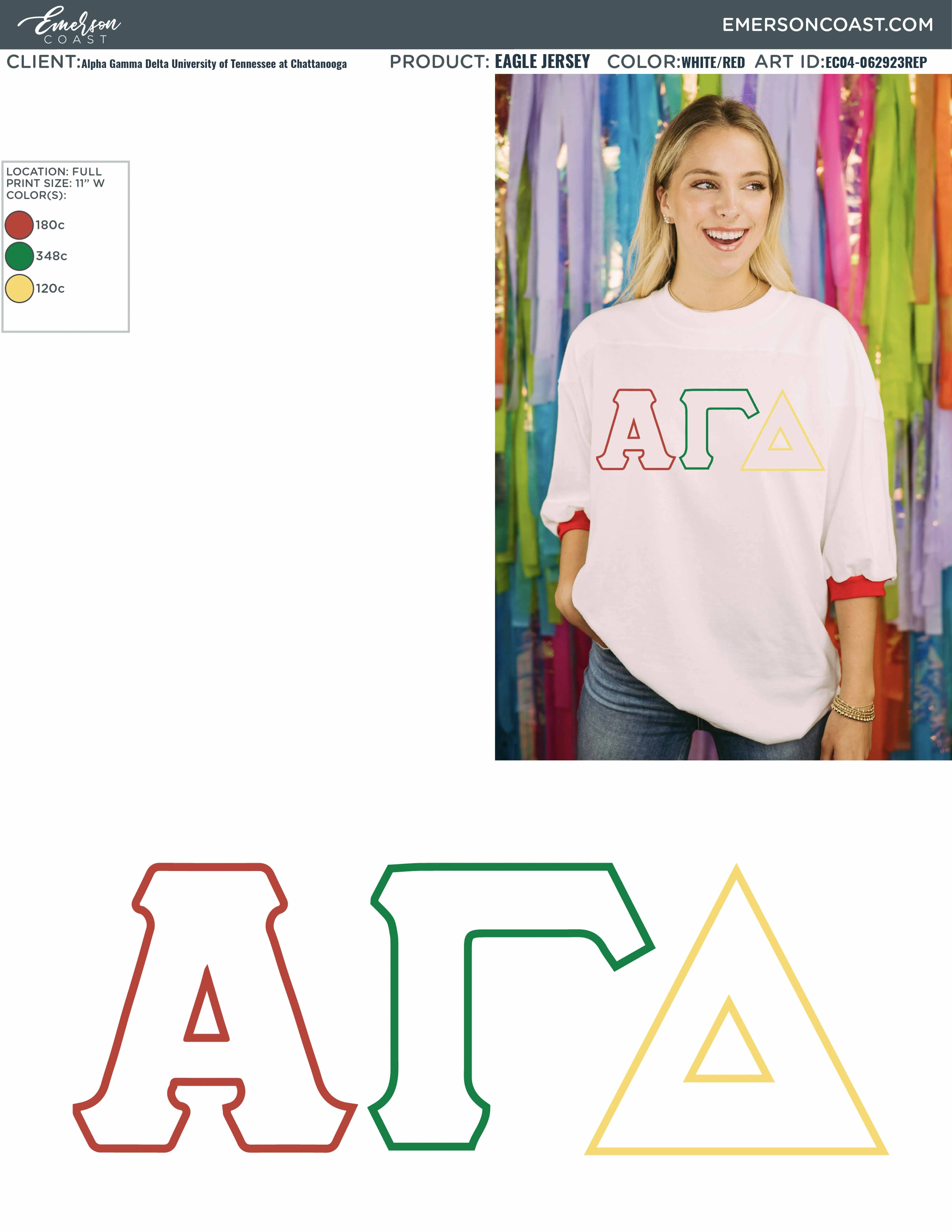 Alpha Gamma Delta Recruitment and Bid Day Greek Letter Jersey