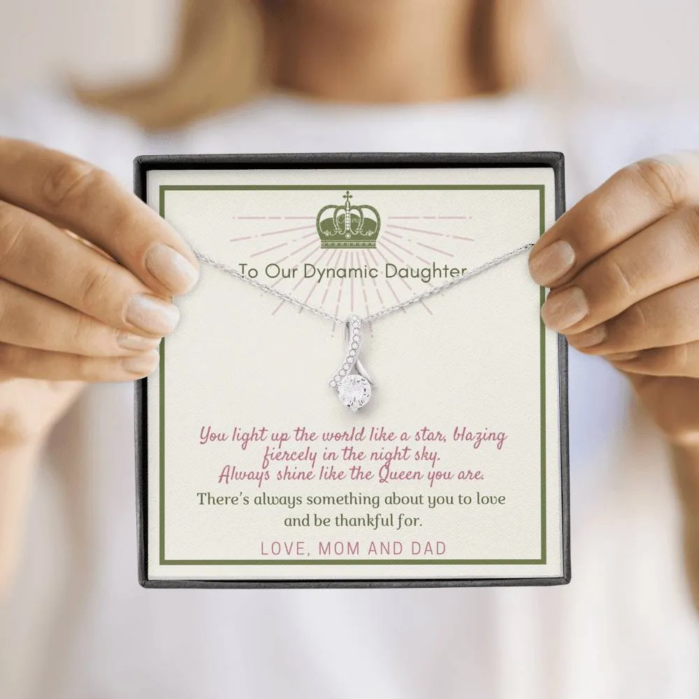 Always shine like the Queen you are-Alluring Beauty Solitaire Necklace for Daughter