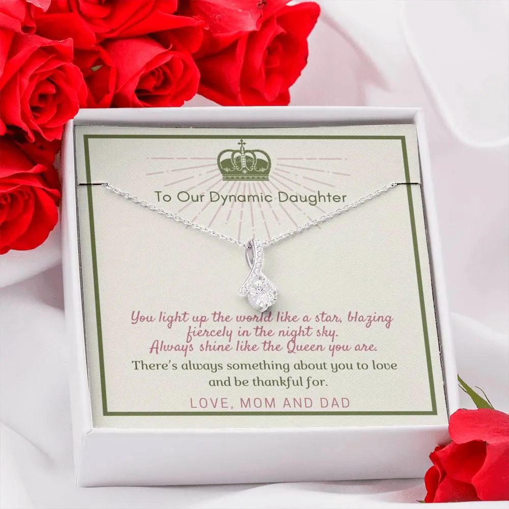 Always shine like the Queen you are-Alluring Beauty Solitaire Necklace for Daughter