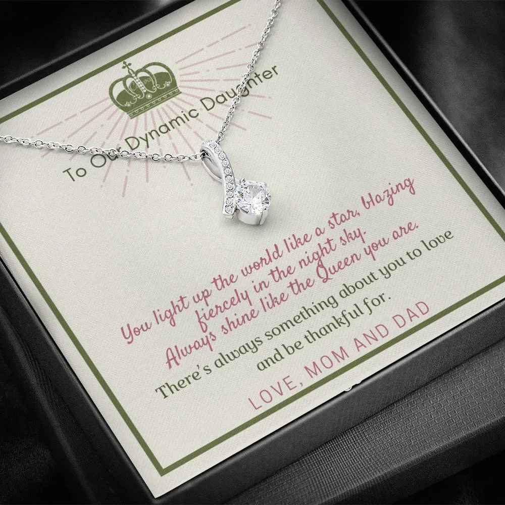 Always shine like the Queen you are-Alluring Beauty Solitaire Necklace for Daughter
