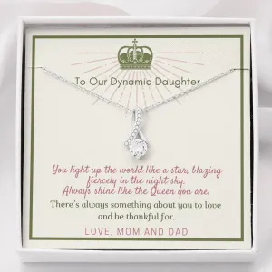 Always shine like the Queen you are-Alluring Beauty Solitaire Necklace for Daughter