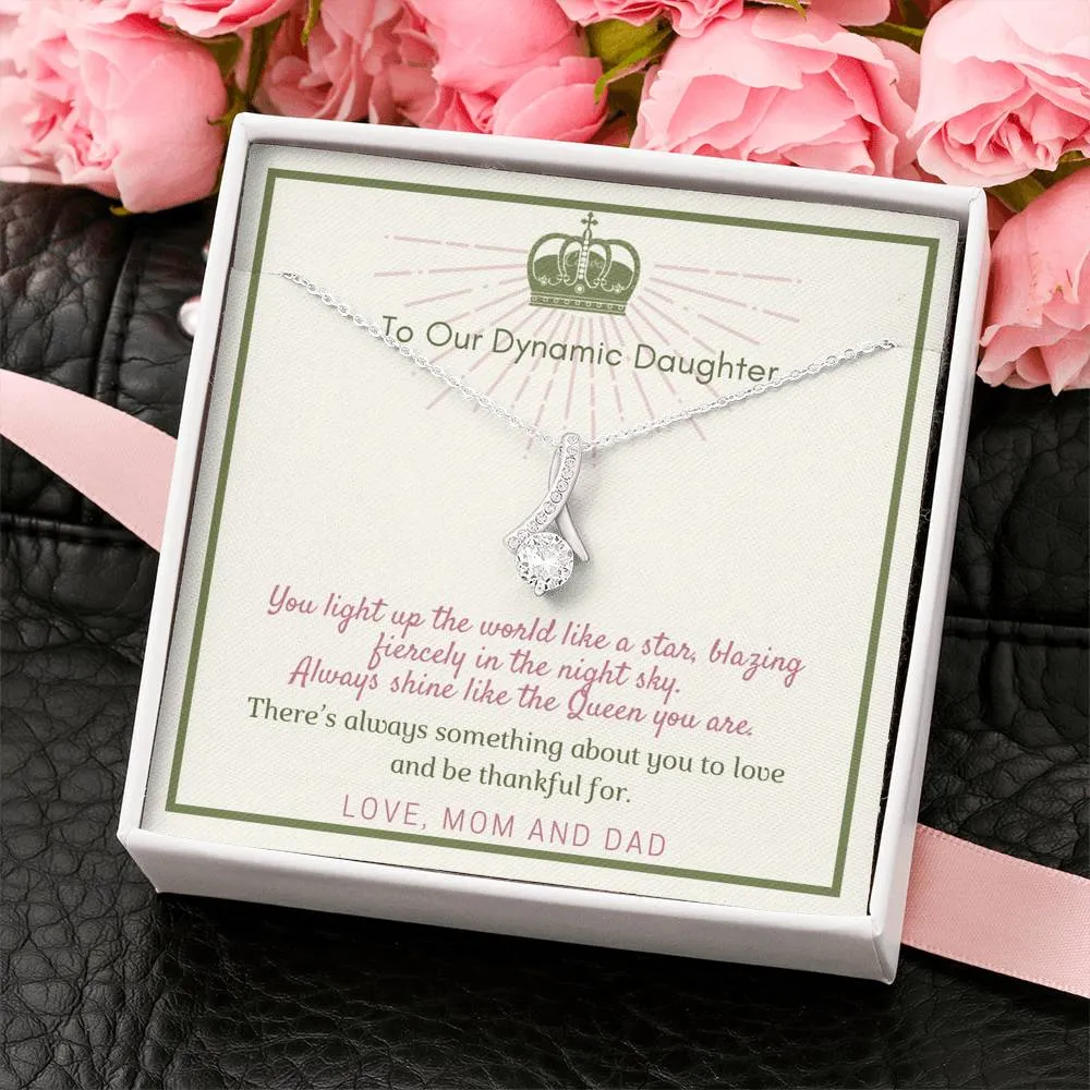 Always shine like the Queen you are-Alluring Beauty Solitaire Necklace for Daughter