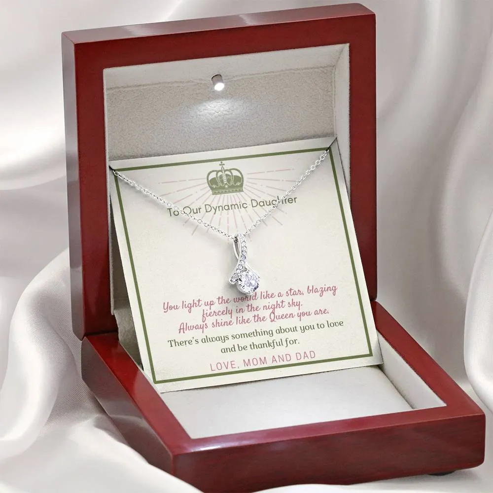 Always shine like the Queen you are-Alluring Beauty Solitaire Necklace for Daughter