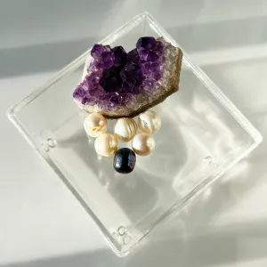 Amethyst Geode with Freshwater Pearls