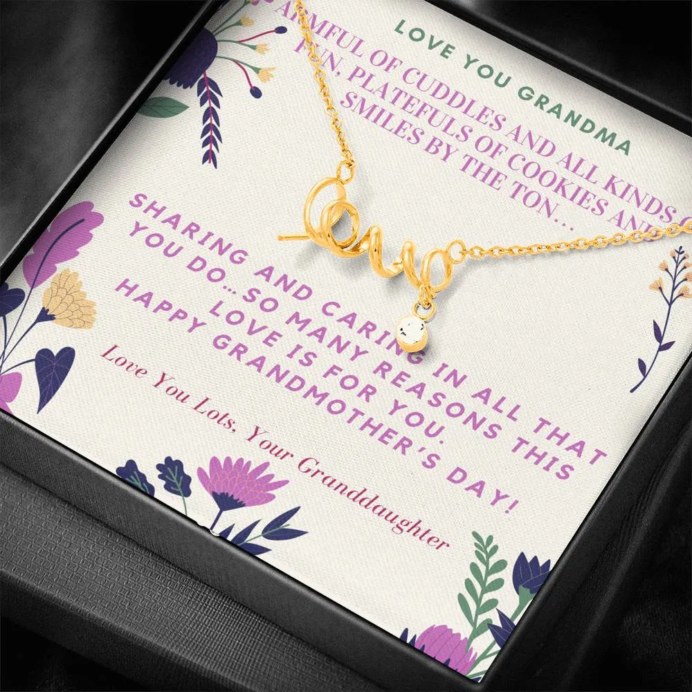 An armful of cuddles-Scripted Love Necklace for Grandma, From Granddaughter