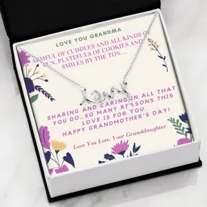An armful of cuddles-Scripted Love Necklace for Grandma, From Granddaughter