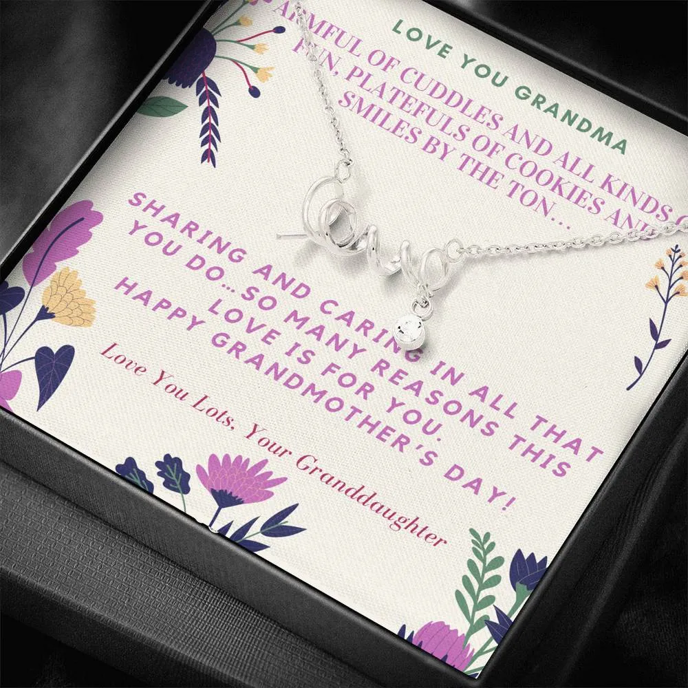 An armful of cuddles-Scripted Love Necklace for Grandma, From Granddaughter