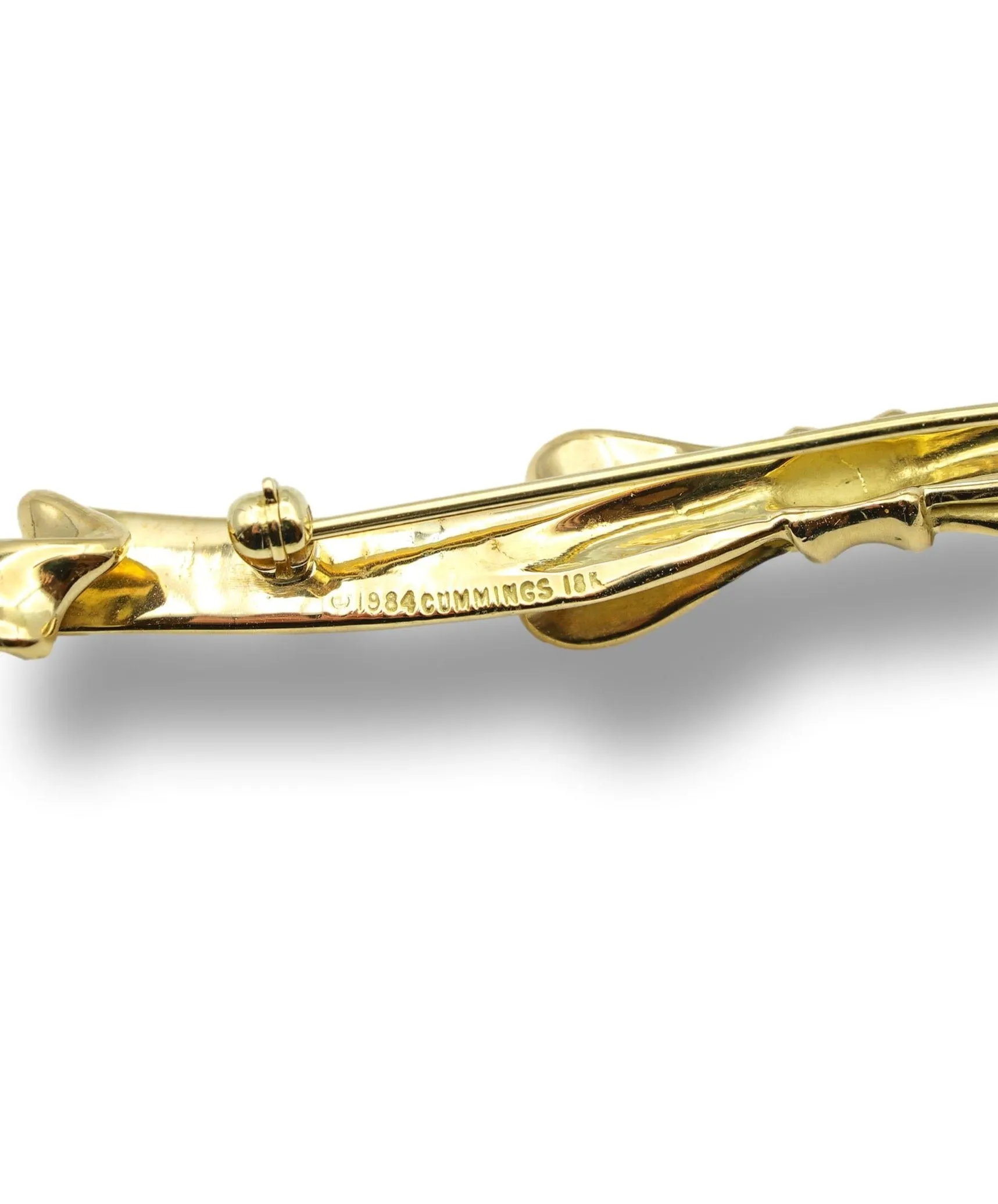 Angela Cummings 18K Yellow Gold Bow Brooch Pin, Circa 1984