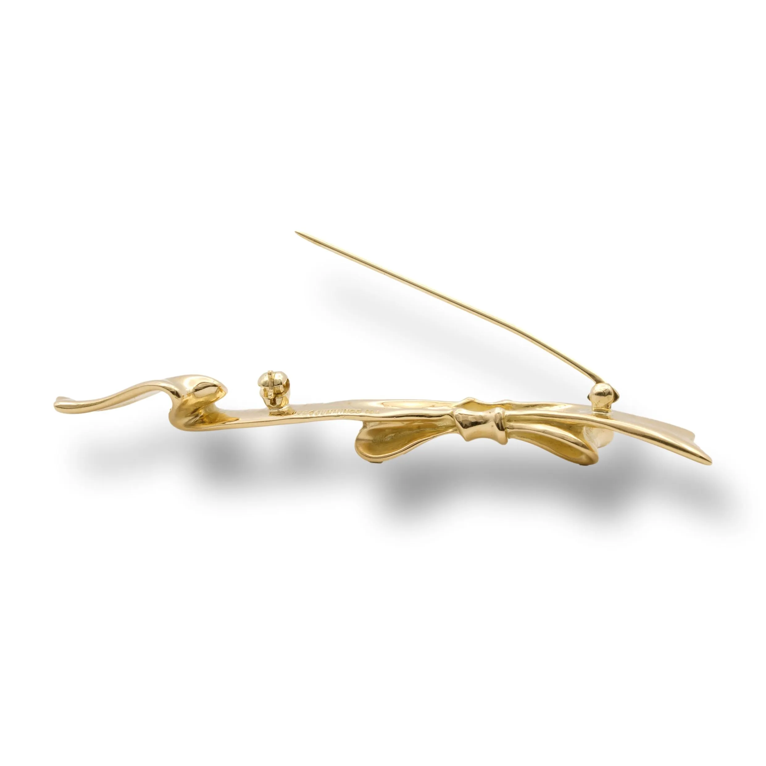 Angela Cummings 18K Yellow Gold Bow Brooch Pin, Circa 1984