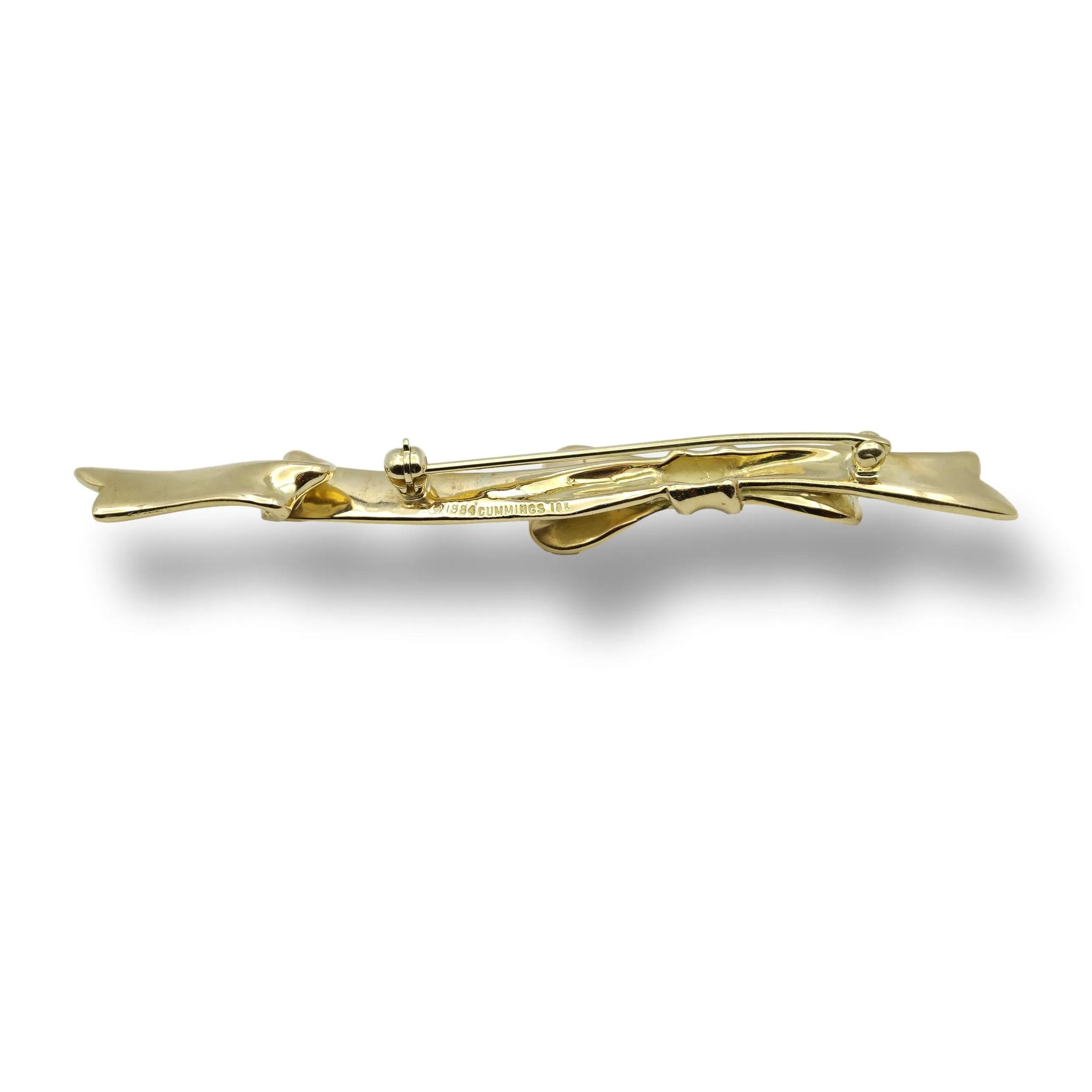 Angela Cummings 18K Yellow Gold Bow Brooch Pin, Circa 1984