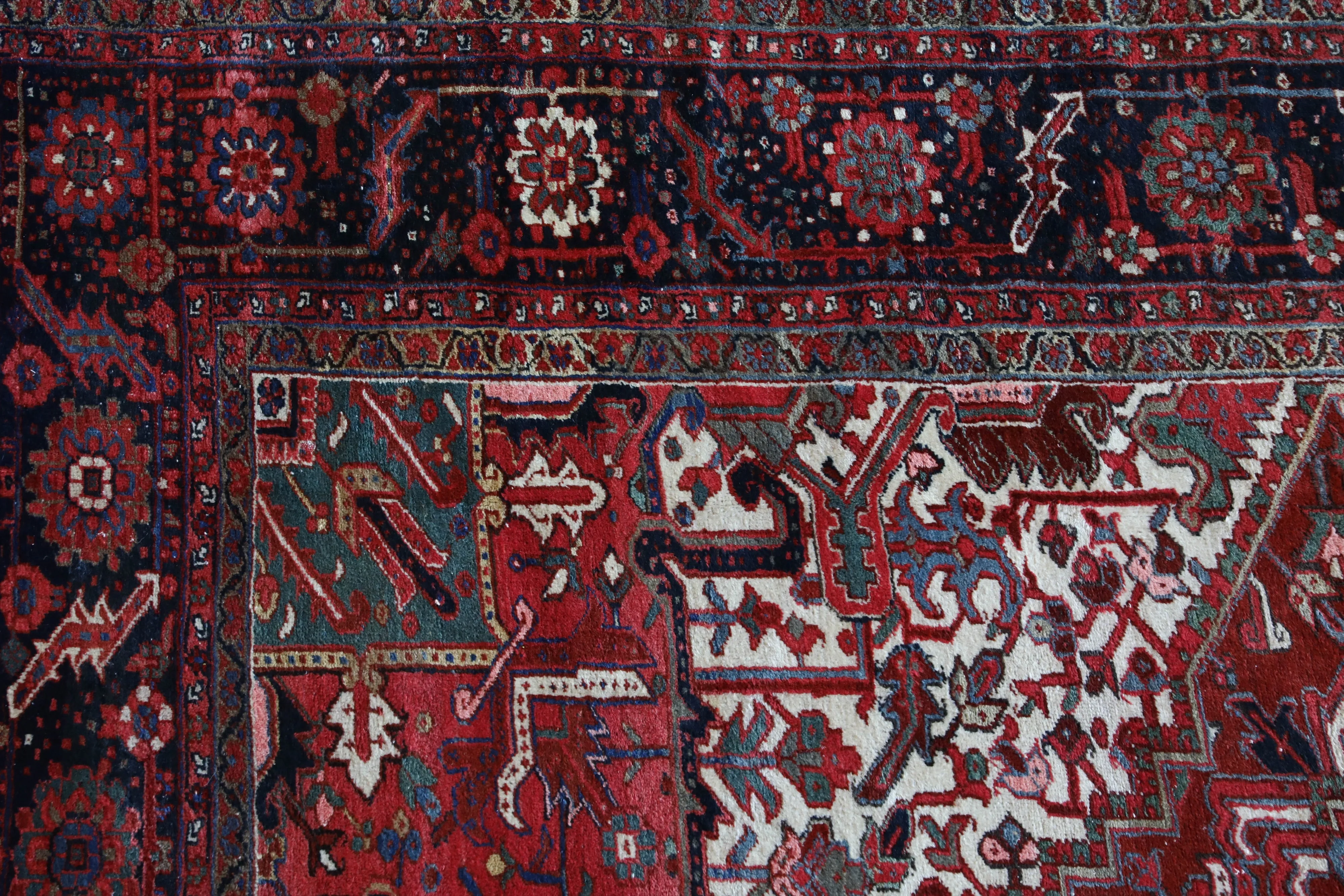 Antique NW Persian Heriz Rug 12'x15'5"