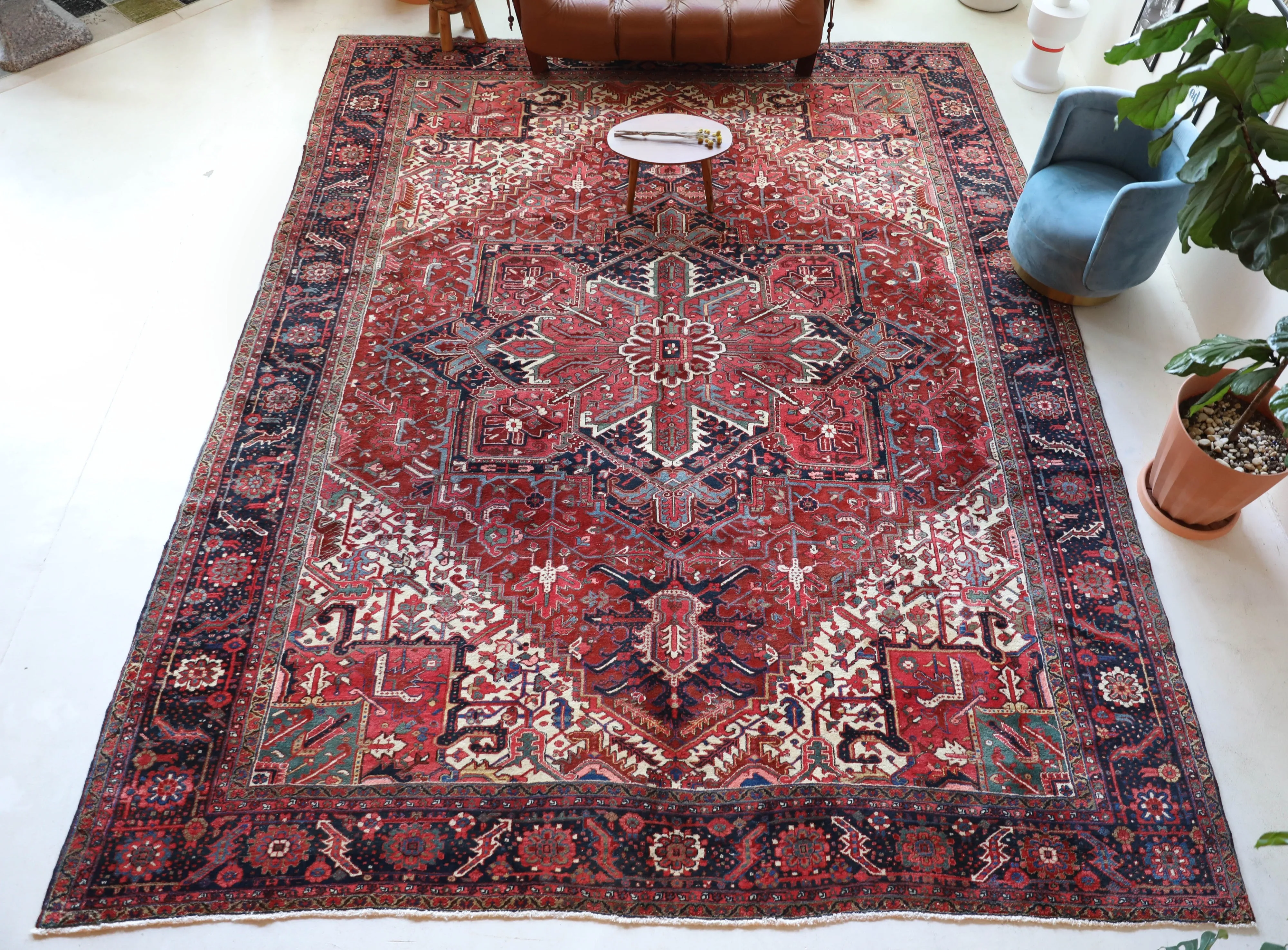 Antique NW Persian Heriz Rug 12'x15'5"