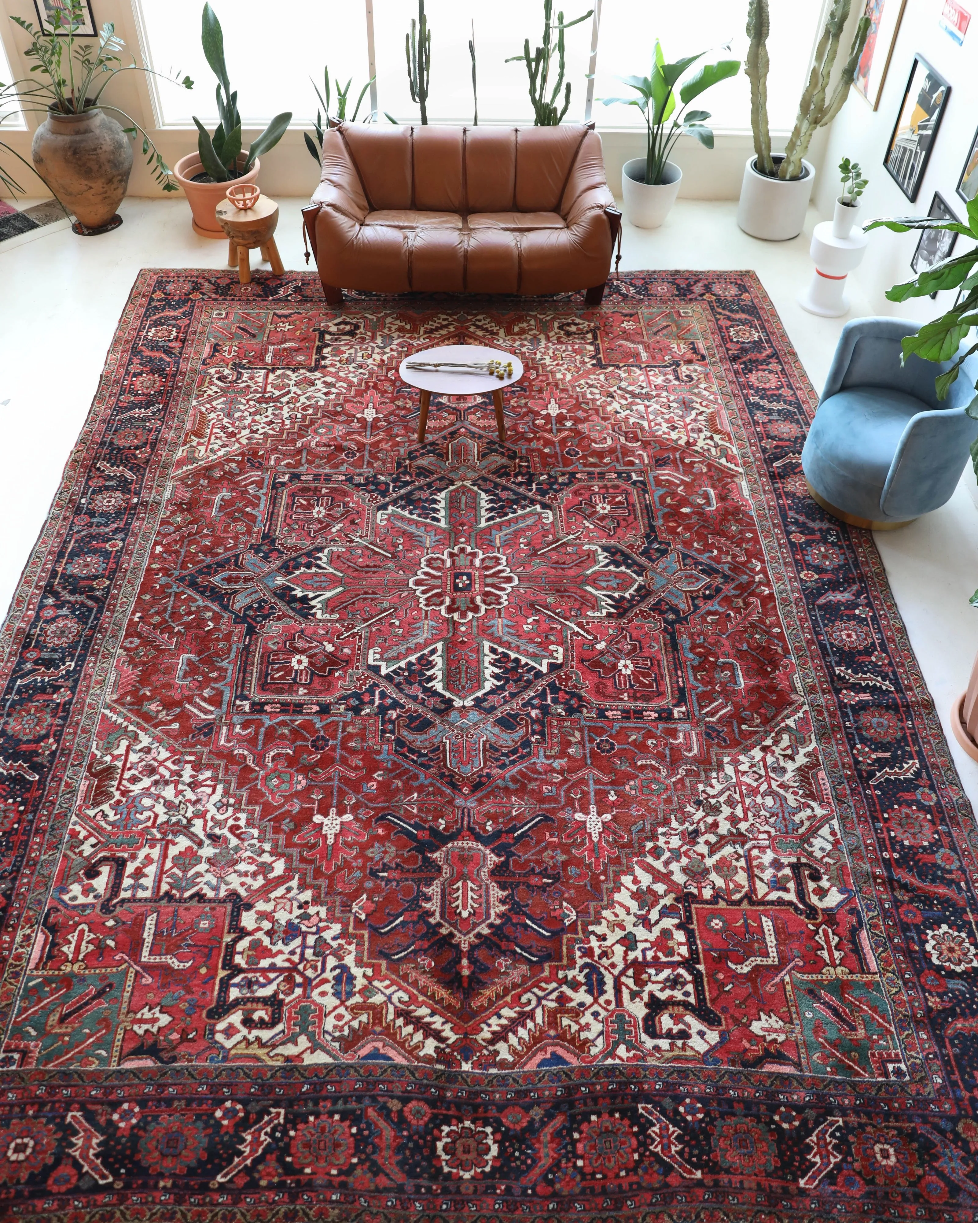 Antique NW Persian Heriz Rug 12'x15'5"