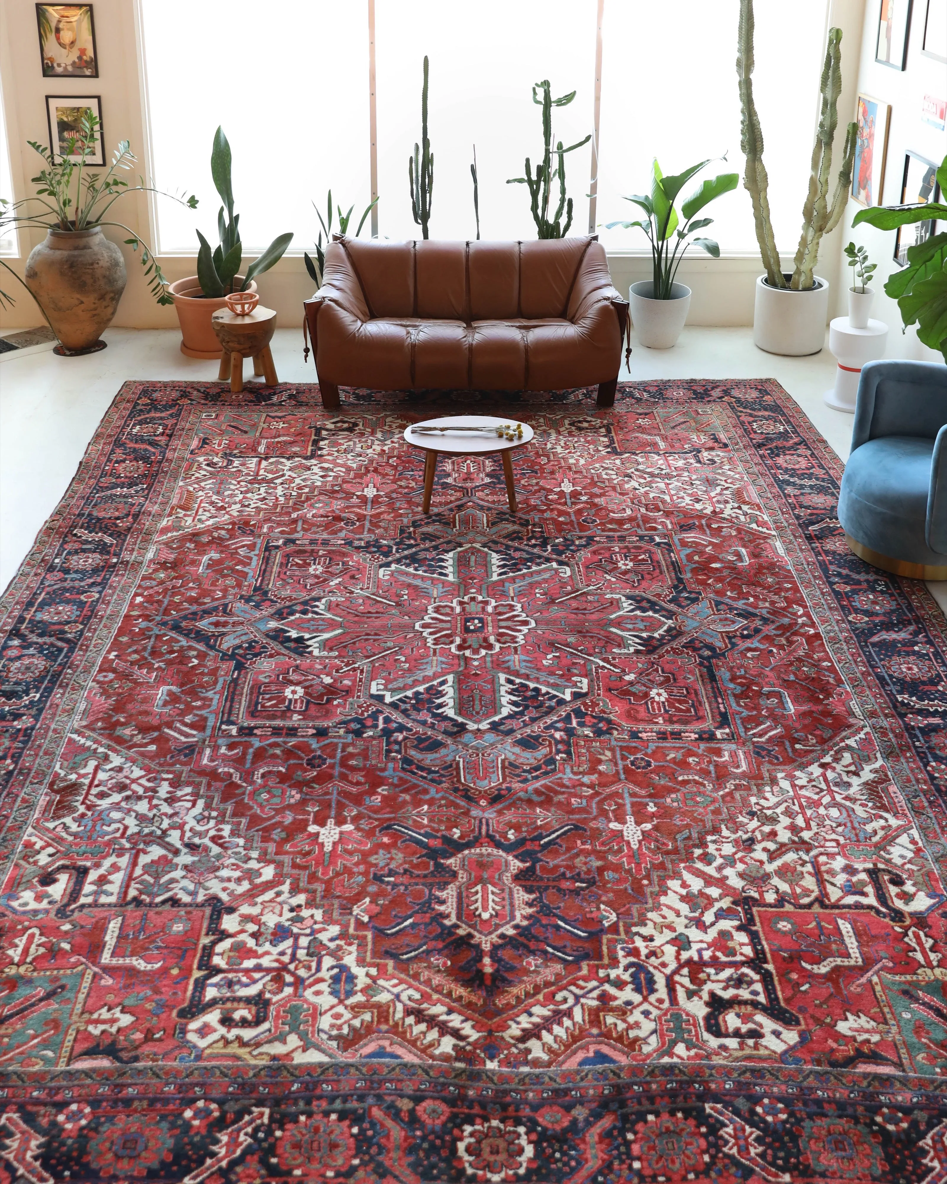 Antique NW Persian Heriz Rug 12'x15'5"
