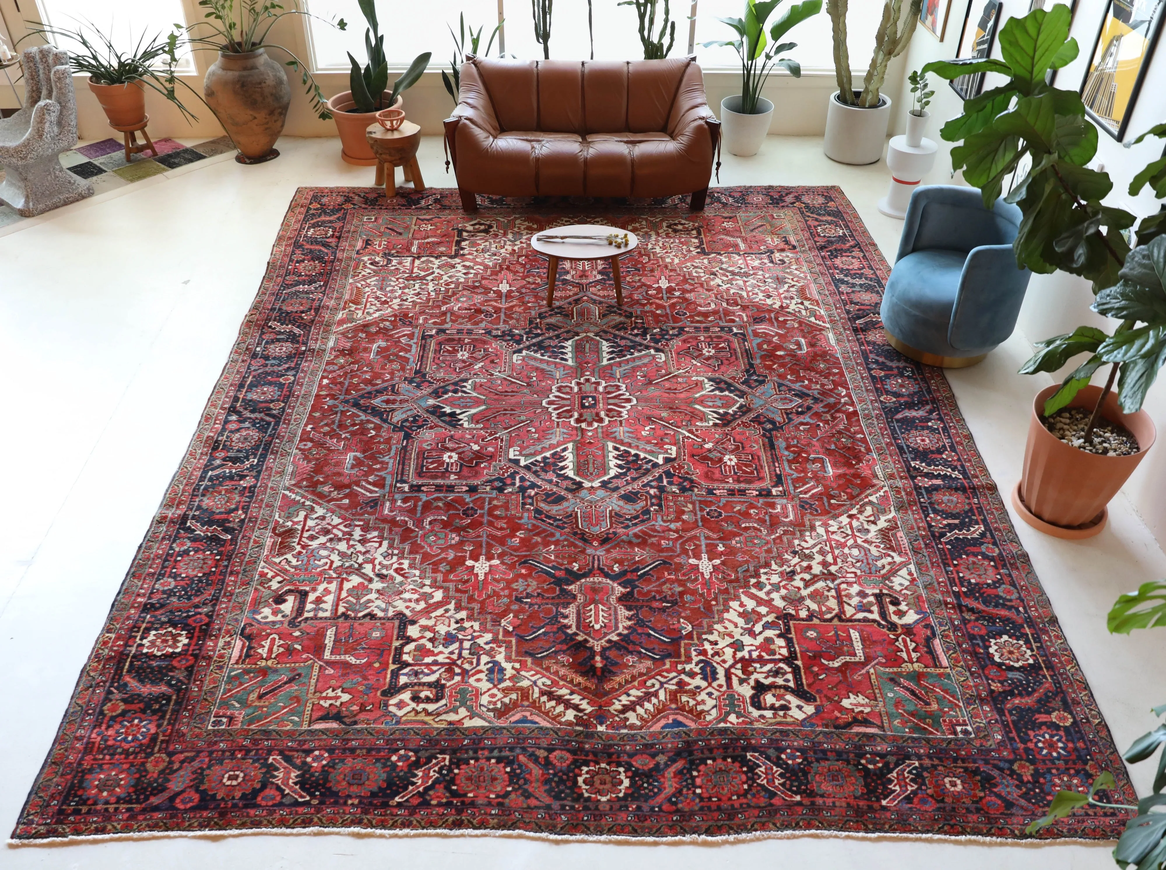 Antique NW Persian Heriz Rug 12'x15'5"