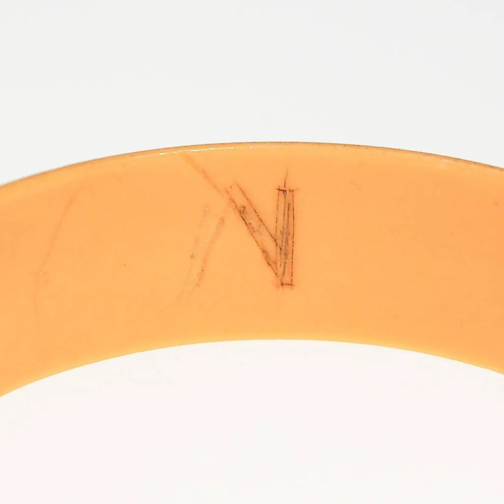 Art Deco Yellow Celluloid Bangle Bracelet with Rhinestones