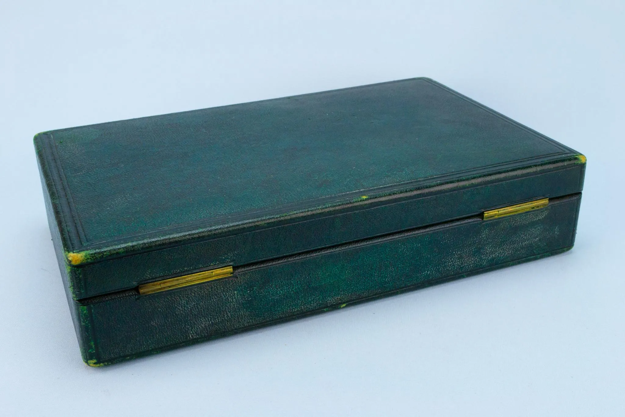 Asprey Jewellery Box in Green Leather, English circa 1930