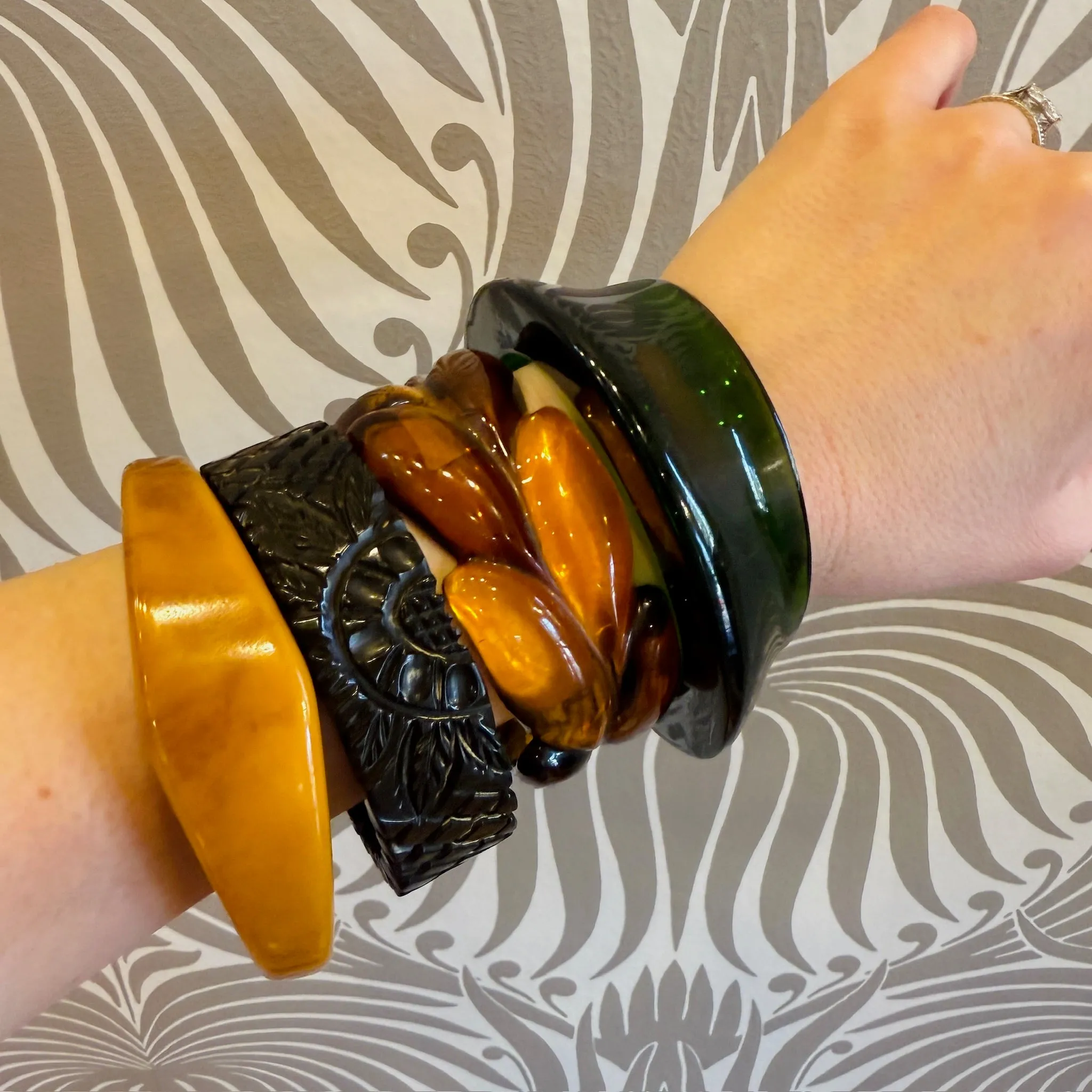 Autumn Leaves Apple Juice Bakelite Bangle