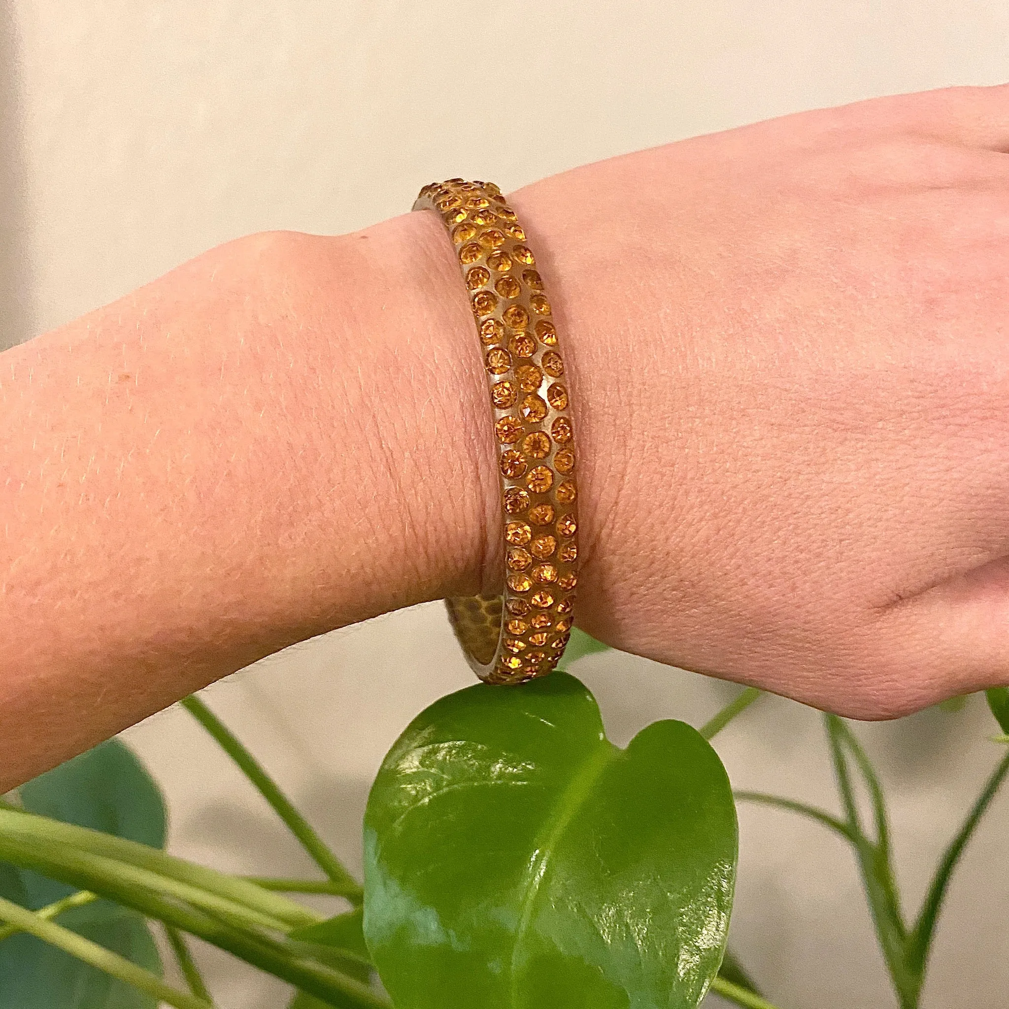 Autumnal Glitter Celluloid & Rhinestone Bangle