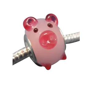 Baby and Children's Beads:  Pink Pig Glass Beads
