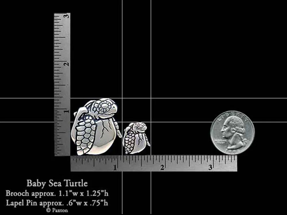 Baby Sea Turtle Lapel Pin Baby Sea Turtle Brooch Sterling Silver