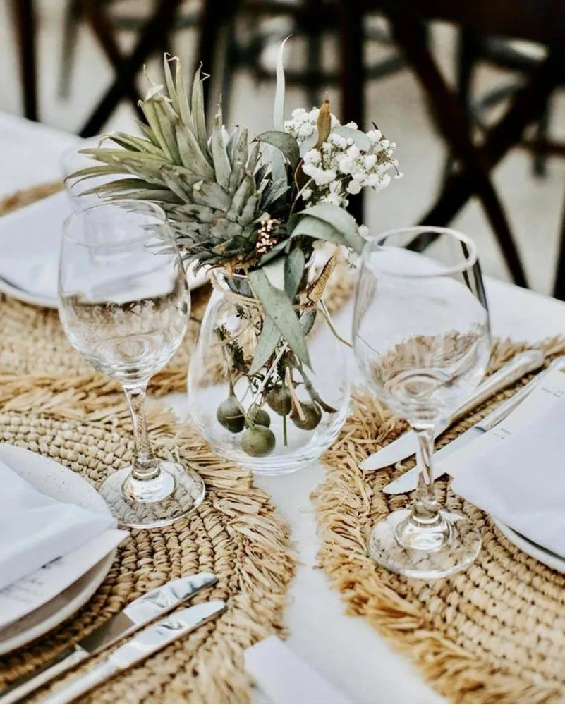 BB - Fringe Raffia Placemat | Round
