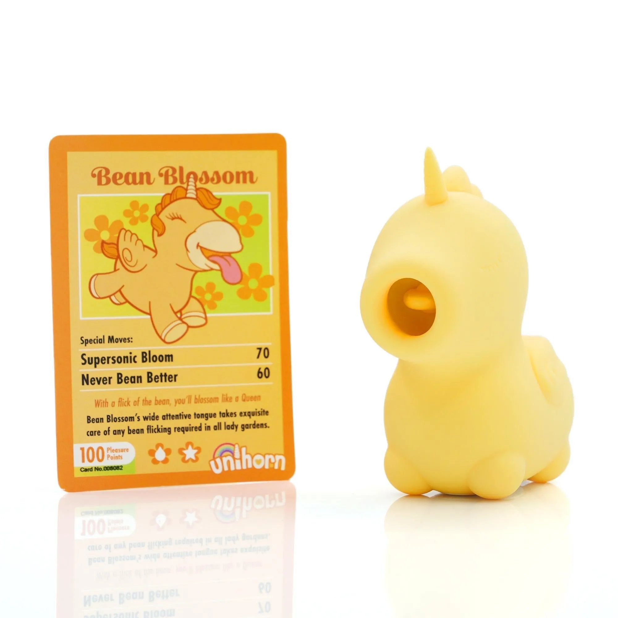 Bean Blossom Unicorn Shaped Licking Tongue Vibrator - Yellow