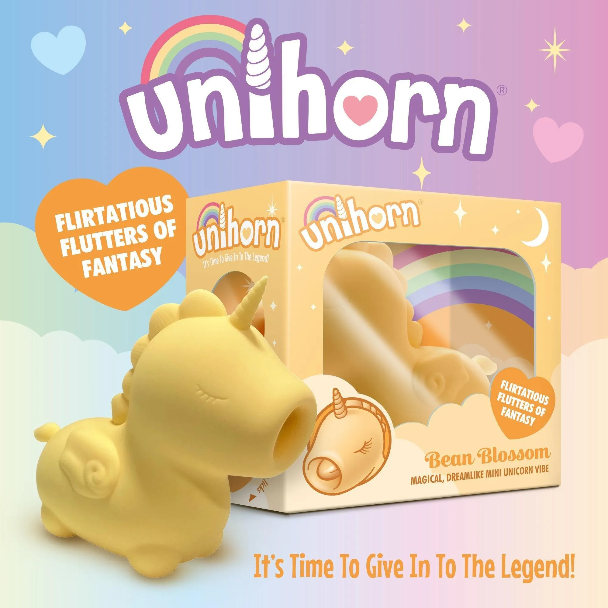 Bean Blossom Unicorn Shaped Licking Tongue Vibrator - Yellow