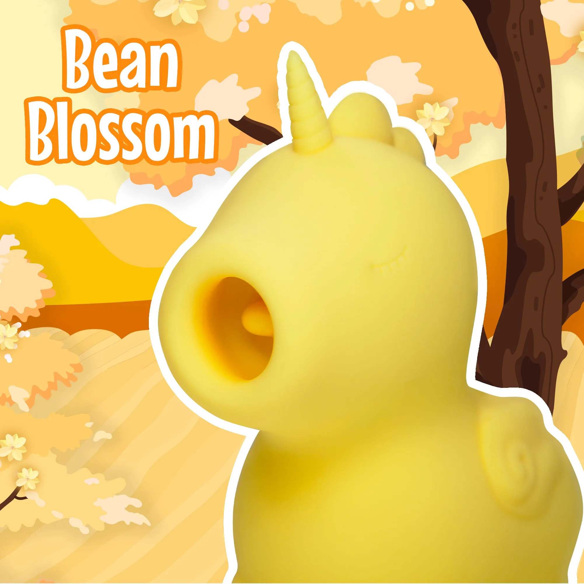 Bean Blossom Unicorn Shaped Licking Tongue Vibrator - Yellow