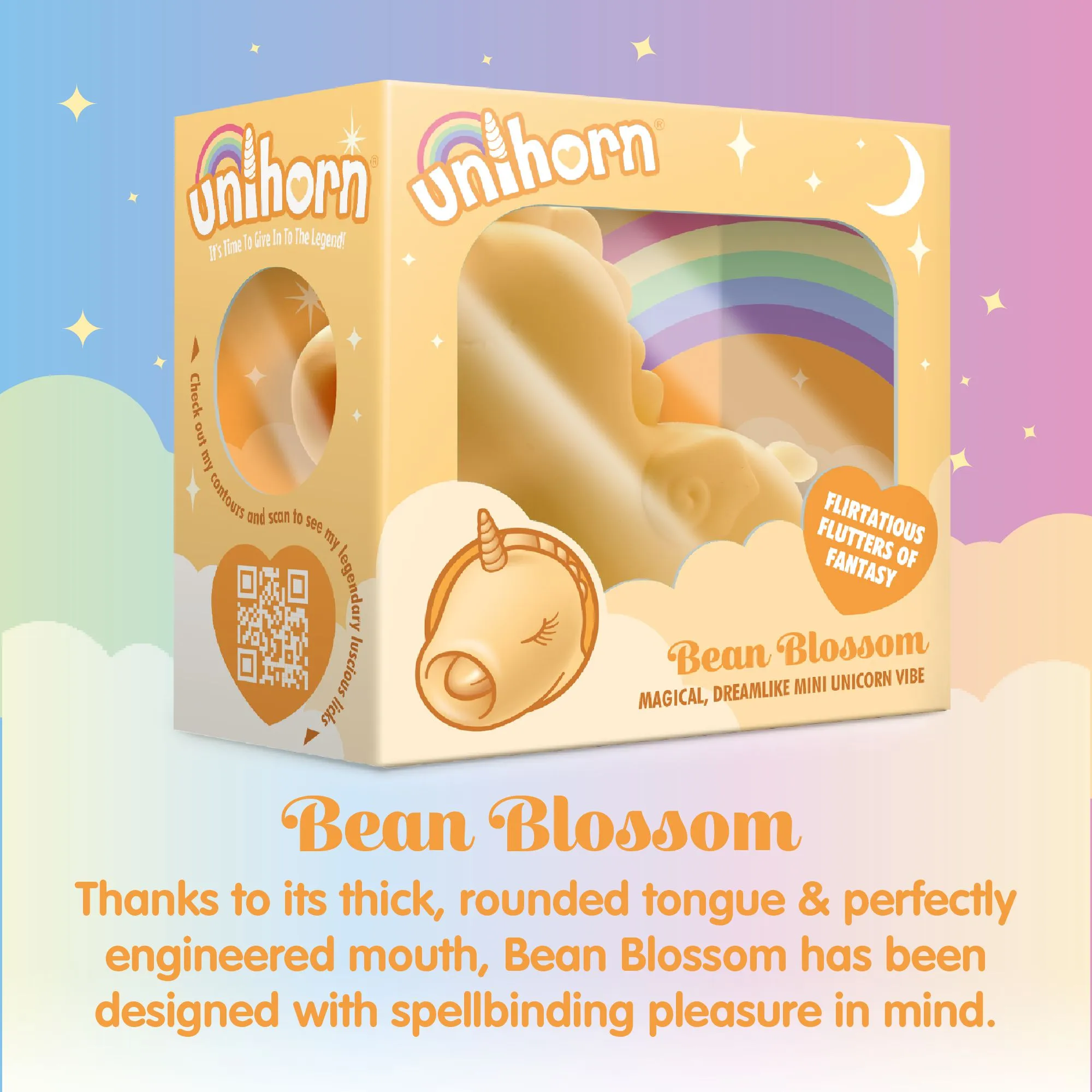 Bean Blossom Unicorn Shaped Licking Tongue Vibrator - Yellow
