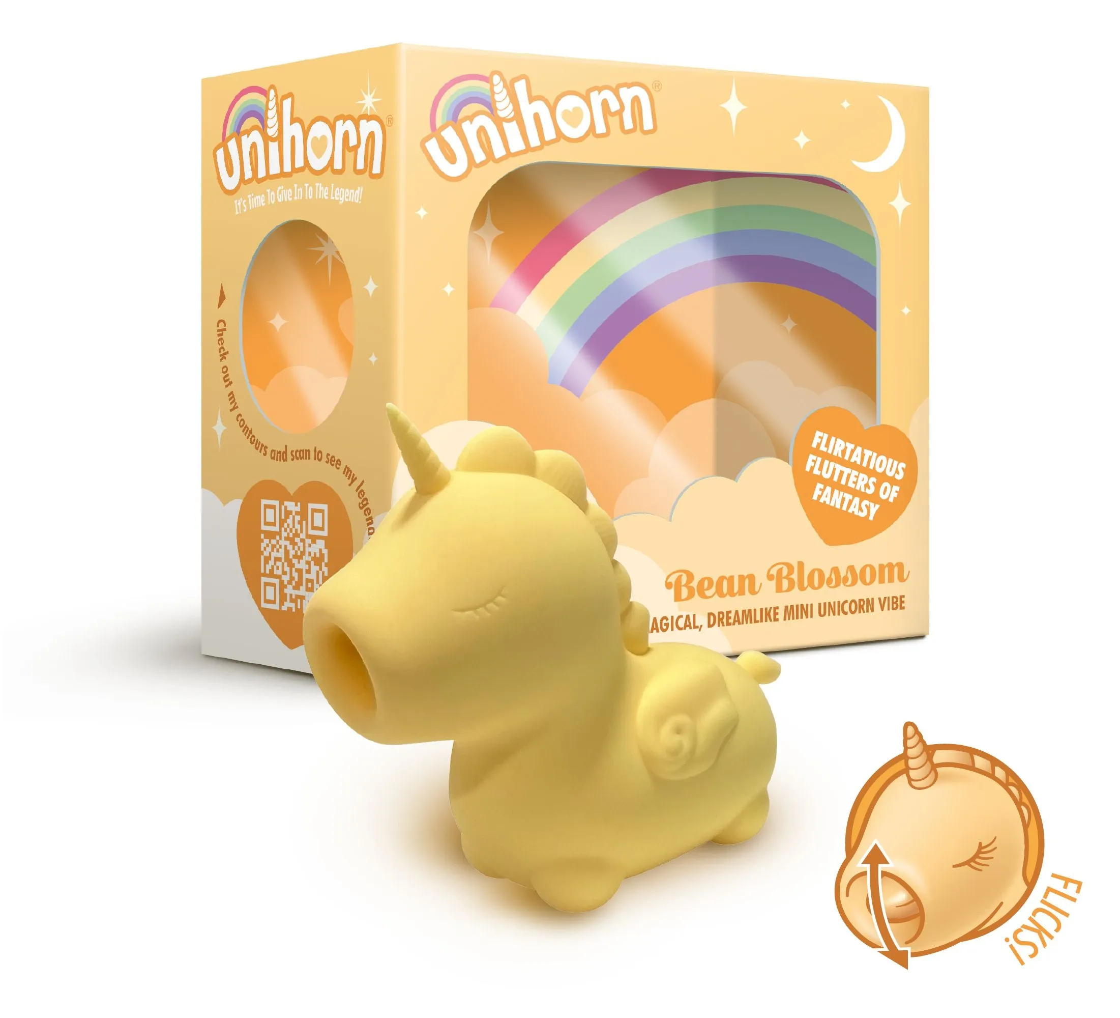 Bean Blossom Unicorn Shaped Licking Tongue Vibrator - Yellow