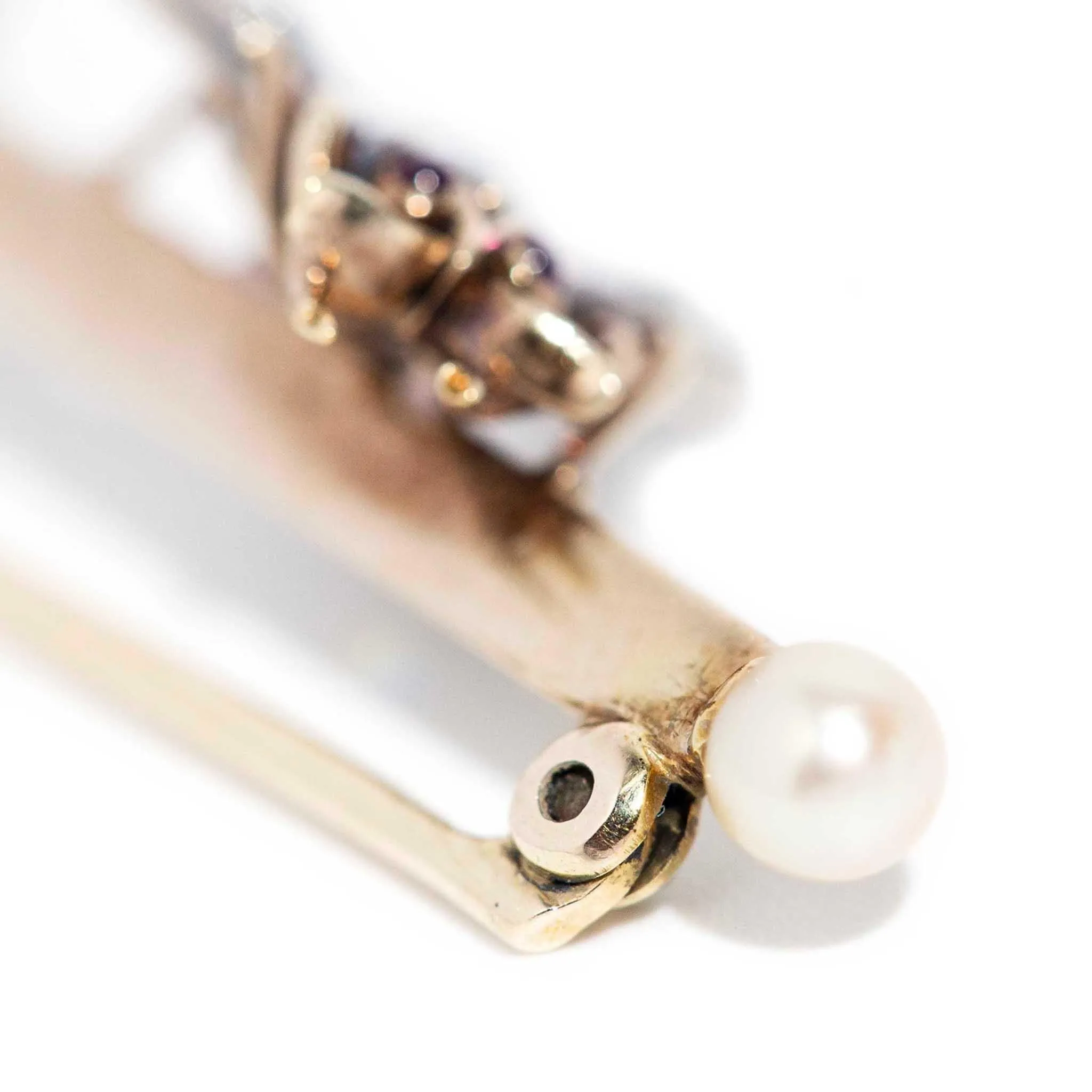 Bee Bee Antique 1900s Diamond Sapphire Pearl Brooch 14ct