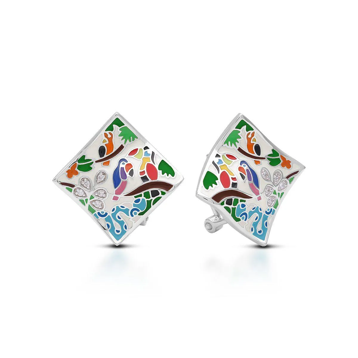 Belle e'toile Sterling Silver Tropical Rainforest Ivory Earrings (94938)