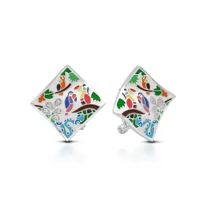 Belle e'toile Sterling Silver Tropical Rainforest Ivory Earrings (94938)