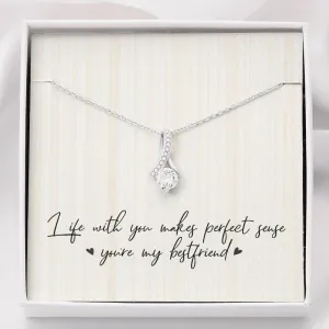 Best Friends Ribbon Drop Pendant Necklace