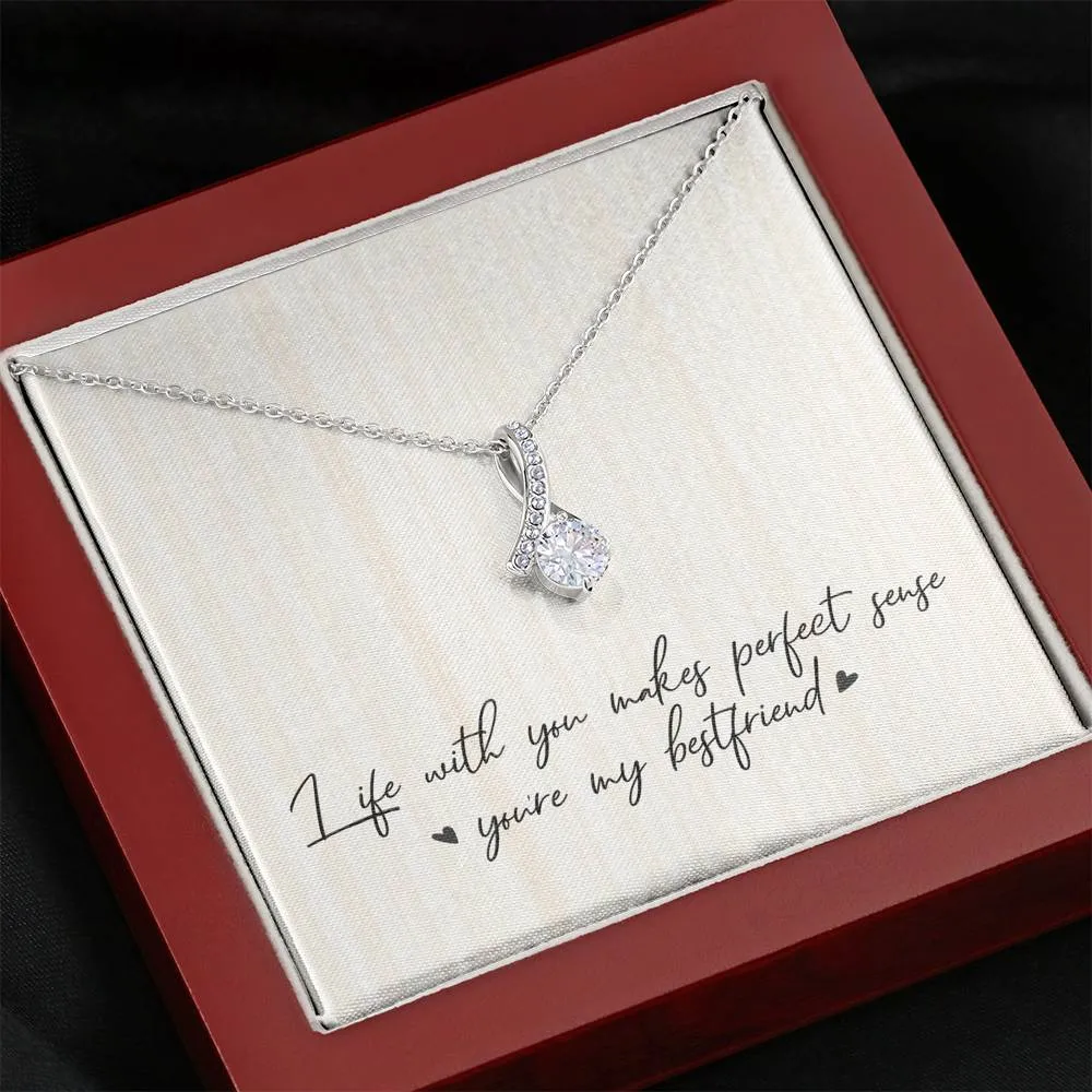 Best Friends Ribbon Drop Pendant Necklace
